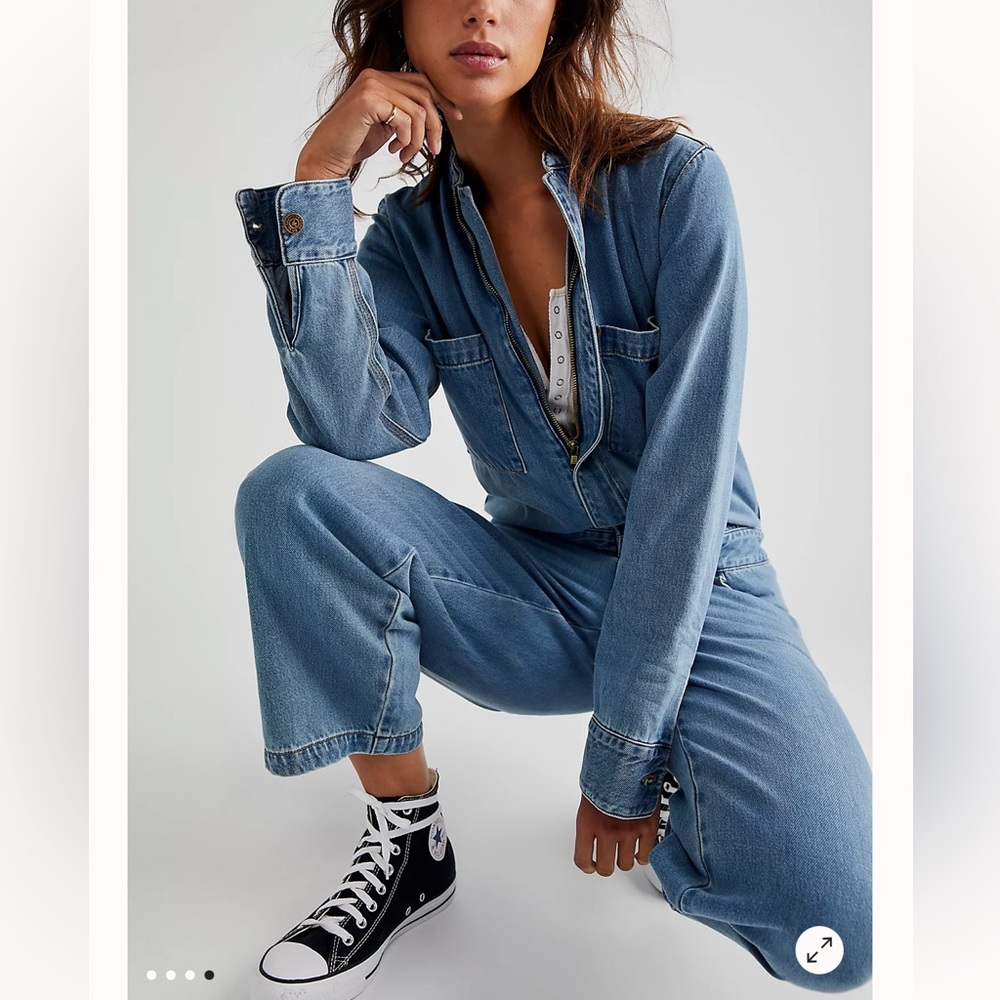 Free People Sandrine Rose Denim Jumpsuit